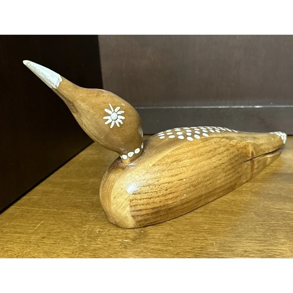 Hand Carved Wood Duck Decorative Decoy Small 12